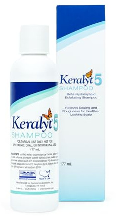 Keralyt 5 Anti-Dandruff Shampoo - Max Strength 5% Salicylic Acid Scalp Build-Up Clearing - Promotes Relief from Dandruff, Psoriasis, Seborrheic Dermatitis, Dryness, and Itchiness, 177 milliliters