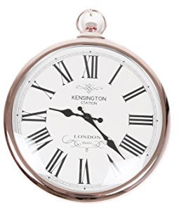 Large 42cm Round Copper Roman Numeral Pocket Watch Kensington Station Wall Clock