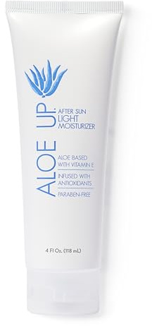 ALOE UP Spa Collection After Sun Light Moisturizer - Organic Hydrating After Sun Lotion With Aloe Vera Gel and Vitamin E - Reef Friendly - Mineral Oil Free - Peach-Apricot Fragrance - 4 Oz
