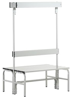 Sypro Wolf® Umkleidebank für Nassräume mit doppelseitiger Rückenlehne 1,01 m, Ohne Schuhrost