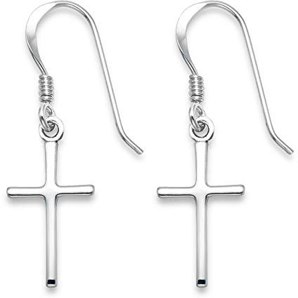 Heather Needham Sterling Silver Cross Earrings - Plain silver cross drop earrings - SIZE: 15mm x 8mm plus wires Gift Boxed. 6114/B43HN