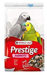 Versele-Laga Prestige Parrots | 1 kg | Ergänzungsfuttermittel für Papageien | Hochwertige Getreide- und Samenmischung | Mit gestreifter Sonnenblumensaat und Erdnüssen