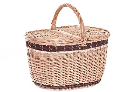 e-wicker24 Panier Pique-Nique en Osier Naturel 3 Tons, Panier en Osier, Panier Cadeau, Panier de Courses au supermarché, (42x32 H24/40, Naturel)