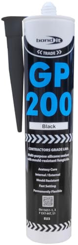 Bond-It GP200 Contractors Grade LMA General Purpose Acetoxy Silicone Sealant With Fungicide Black, 275ml