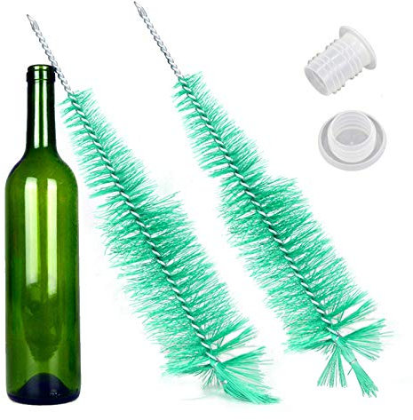 EQLEF 2 Pièces Brosse Bouteille, 43cm Brosse de Nettoyage Longue Vert pour la Bouteille, Longueur du 16.9 Pouces, avec Manche Longue en Fer