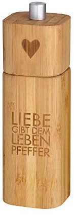 Pfeffermühle mit Liebe gibt dem Leben Pfeffer Schriftzug