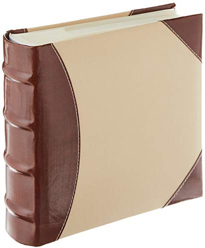 Pioneer Photo Albums High Capacity Sewn Fabric and Leatherette Cover Photo Album, Brown on Beige