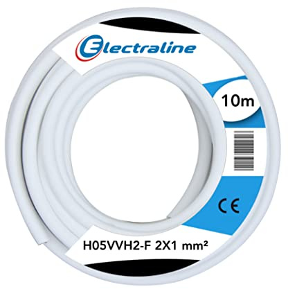 Electraline 10961, Cable para Extensiones H05VVH2-F, Sección 2x1 mm, 10 m, Blanco