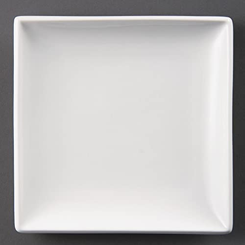 Olympia Whiteware Assiettes carrées 240 mm (lot de 12), porcelaine blanche, passe au four, au micro-ondes, au lave-vaisselle et au congélateur, U155