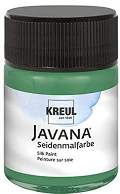 KREUL 8112 - Javana Seidenmalfarbe im 50 ml Glas, dunkelgrün, hochpigmentierte und brillante Farbe auf Wasserbasis, mit fließend flüssigem Charakter, dringt tief in die Fasern ein