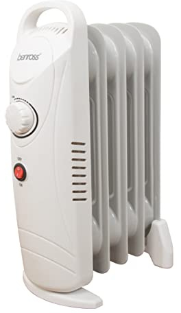 Benross 41640 Portable 5 Fin Mini Oil Filled Radiator/Low Energy Plug in Heater/Adjustable Thermostat/Automatic Overheat Protection/Cool Touch Carry Handle / 500W / White