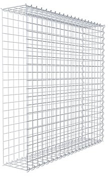 GABIONA Cesta de piedra de gavión rectangular, malla de 5 x 5 cm, profundidad de 20 cm, cesta de cultivo tipo 2, cierre de espiral, galvanizado (100 x 100 x 20 cm)