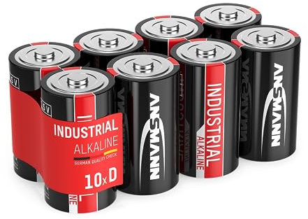 ANSMANN Industrial Alkaline Batterie Mono D LR20 Longlife professionelle Alkalinebatterie Industriebatterie für hohen Strombedarf (im 10er Pack) hohe Kapazität deckt hohen Strombedarf ab