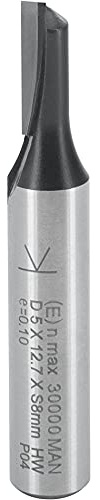 ENT 10046 Fraise à rainurer Carbure, Queue (S) 8 mm, Diamètre (D) 5 mm, NL 12,7 mm, Z1, SL 32 mm, GL 50 mm