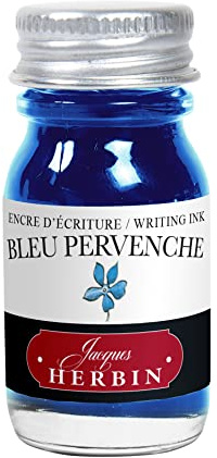 Jacques Herbin 11513T - Writing and drawing ink - Fountain pens and rollerballs - Bleu pervenche/ Periwinkle blue - 10 ml - Made in France - Calligraphy
