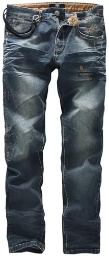Black Premium by EMP Homme Jean Bleu au Look Stonewash, Effets détruits et Poches Pratiques à 5 Poches – Braguette zippée cachée