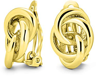 Boucles D'Oreilles À Clip Nœud D'Amour En Corde Entrelacée Pour Femmes Oreilles Non Percées En Laiton Plaqué Or Argent Poli