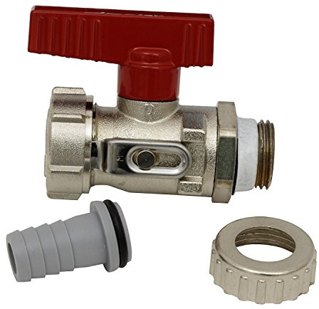 Simplex KFE-Kugelhahn PN 16 G 1/2 mit Flügelgriff und Schlauchverschraubung, Rot, F10648