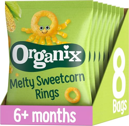 Organix Melty Sweetcorn Rings, Organic Baby Snack, Finger Food, 6+ Months, 20 g (Pack of 8)