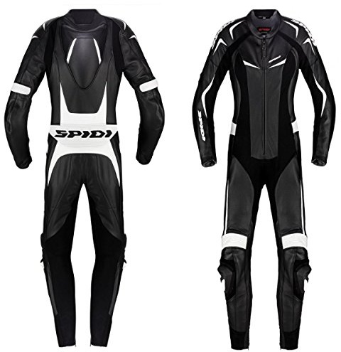 Spidi Track Wind Pro Combinaison en Cuir pour Femme, Noir/Blanc, 48