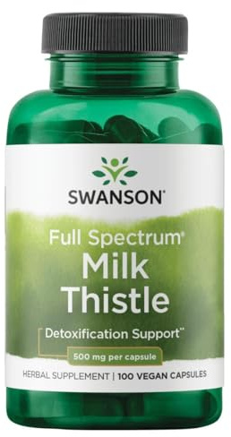 Swanson Full Spectrum Milk Thistle Liver Health Supplement for Adults Seeking Natural Detoxification and Antioxidant Support - 500 mg (100 Vegan Capsules)