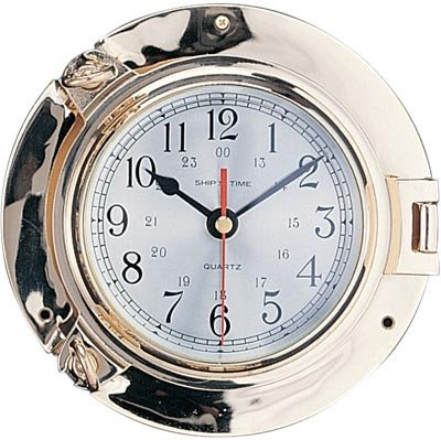 HS 7.5 Polished Brass Quartz Porthole Clock