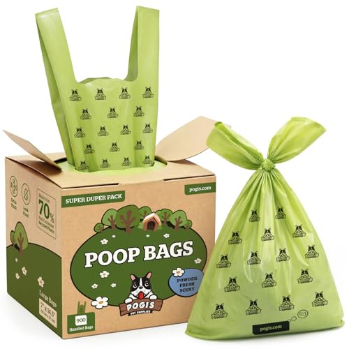 Pogi’s Dog Poo Bags with Handles – Extra Thick, Leak-Proof, Large, Fresh Scented, 900-Count