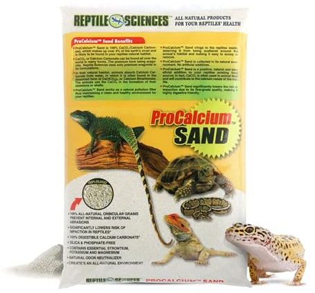Reptile Sciences Natural White Pro-Calcium Terrarium Sand - 10 lbs - Natural Substrate for Reptile Habitats, Supports Digging & Enclosure Maintenance