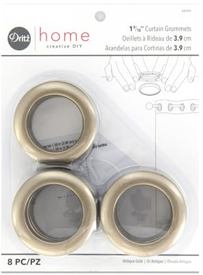 Dritz 1-9/16-Inch Inner Diameter Plastic Curtain Grommets, Pack of 8, Antique Gold