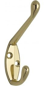 SIRO Kleiderhaken Schwerte, Klassisch, Vintage, Druckguss glänzend vermessingt, 87 mm x 56 mm x 17 mm, LA 11 mm, 745/ZN5