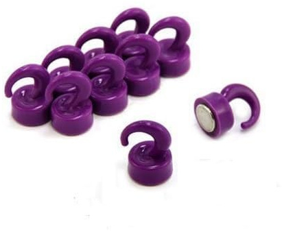 First4magnets F4MK12PU-10 lila magnetisk plast minikrok-1 kg dragningskraft diameter stor (1 st förpackning), 12 mm dia x 20 mm, 10 stycken