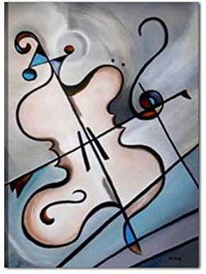 QUADRI MODERNI ASTRATTI OLIO SU TELA DIPINTI A MANO MUSICA QUADRO VIOLINO