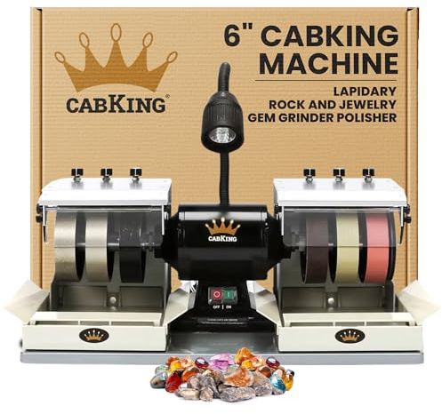 CabKing Cabbing Machine Lapidary Equipment – Professional 6 Jewelry, Gemstone Polisher Tools, Cabochon Machine, Jewelry Making Supplies, LED Lamp, Water System, Accessories – CABKING-6V3, 115V Only