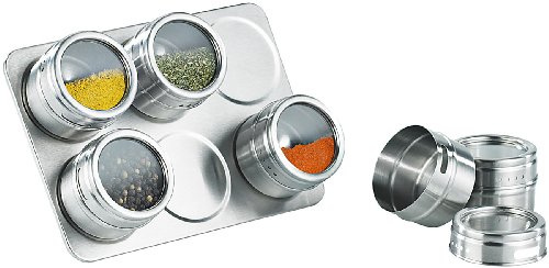 Rosenstein & Söhne Gewürzregal: Magnetisches Gewürzboard mit 6 Gewürzstreuern (Gewürzregal magnetisch, magnetisch Wand, Regal)