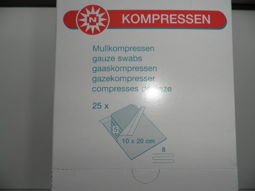 Mullkompressen 10x20cm 8-fach steril 25x5 Stück