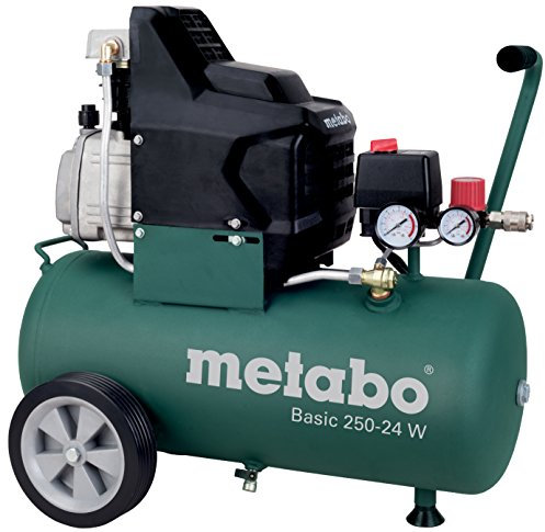 Metabo Kompressor Basic 250-24 W – 601533000 – Kompressor mit leistungsstarkem Motor und 24 l Kesselgröße – 1,5 m Kabellänge
