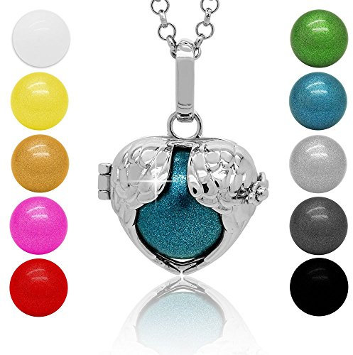 Soul-Cats Klangkugel Kette Engel Rufer Ball Angel Anhänger Glöckchen Glücksbringer, Farbe: Silber