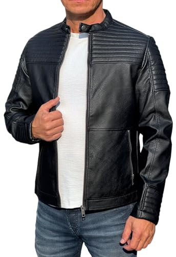 JACK & JONES Herren Kunstlederjacke Jacke JCOSMITH Biker Jacket, Gr. Medium, Schwarz (Black Fit:ONE)
