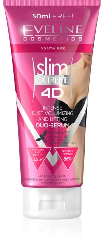 Eveline Cosmetics Slim Extreme 4D Intensive Bust Enhancement & Firming Serum with BEE-TOX LIFT™, 200 ml - Breast Firming, Anti-Aging & Cellulite Reduction