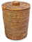 Kouboo La Jolla Rattan-Abfallkorb, rund, mit Kunststoffeinsatz und Deckel, Honigbraun, Rattan und Weide