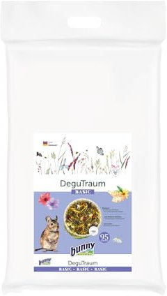 Bunny Nature DeguTraum Basic | 3,2 kg | Alleinfuttermittel für Degus | Balancierte Long-Life-Rezeptur | Erlesene Zutaten aus der Heimat der Degus | Artgerechte Vielfalt