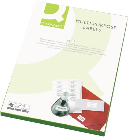 Q-Connect Multi-purpose Label 38.1x21.2mm 65 Per A4 Sheet - White (Pack of 100)
