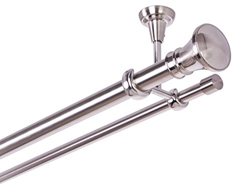 ASTA PER TENDA 25/16 mm 2 di Corsa Fissaggio a Soffitto Acciaio Inossidabile Effetto Metallo, 360