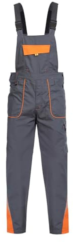 Stenso Prisma Peto de Trabajo para Hombre - Resistentes y con numerosos Bolsillos - Gris/Naranja - 46
