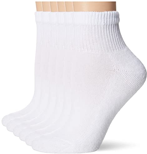 Hanes Ultimate womens 6-pack Ankle athletic socks, White, Shoe Size 5-9 US