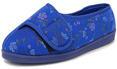 Comfylux Womens EEEE Super Wide Fit Comfort Slippers Orthopaedic Blue 6