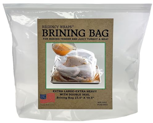Regency Wraps Brining Bag, Heavy Duty with Double Seal For Juicy Turkey, Bottom Gusset For Easy Storage, BPA Free, Clear, 23.5 X 19.5 Pack of 1