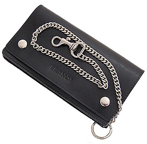 GoBago robuste Leder Kettenbörse Bikerbörse mit Kette Trucker Geldbeutel 17x9 cm