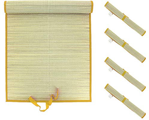 Mojawo 4er Set XL Stranddecke Strandmatte Bastmatte Strohmatte Picknickdecke Matte Decke Strand Liegedecke gelbL180xB600cm