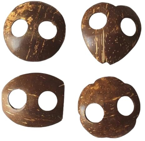 Sarong Pareo Tie Premium Quality Coconut Shell Buckle Set of 4 Pieces Brown